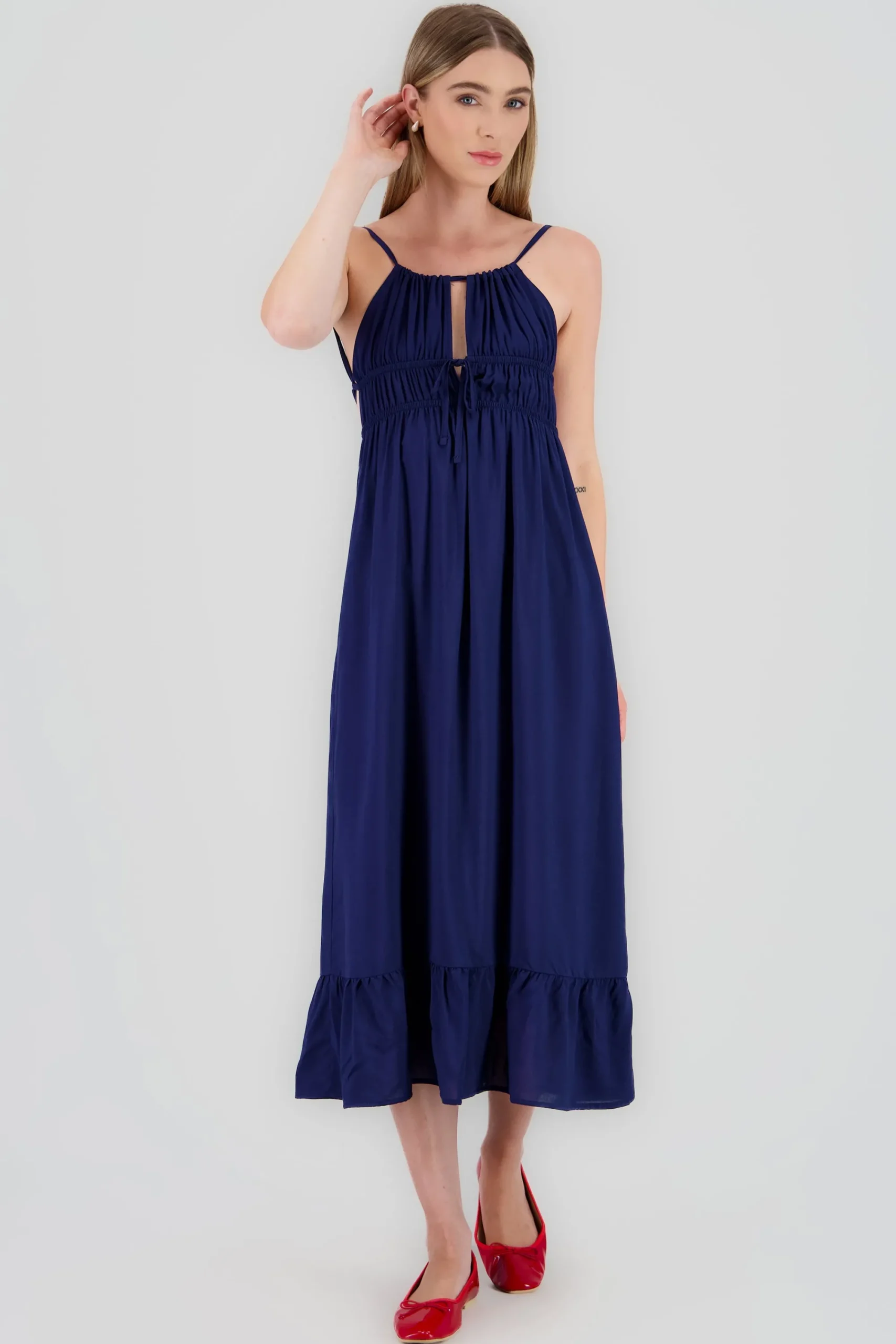 Shasa Backless Midi Dress with Straps