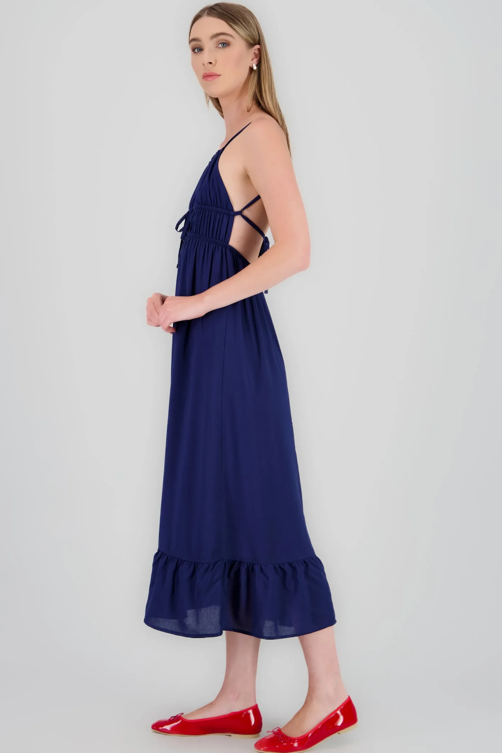 Shasa Backless Midi Dress with Straps