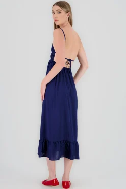 Shasa Backless Midi Dress with Straps