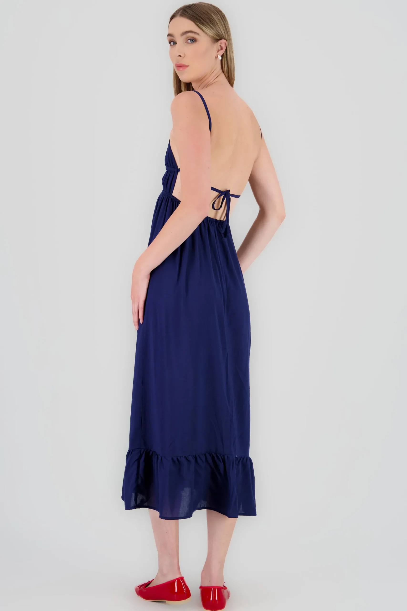 Shasa Backless Midi Dress with Straps