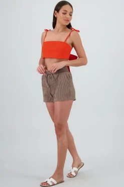 Shasa Bandana Textured Drawstring Shorts