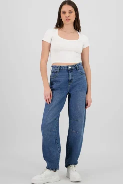 Shasa Barrel Jeans with Double Pleats