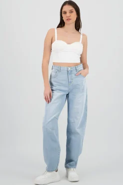Shasa Barrel Jeans with Double Pleats