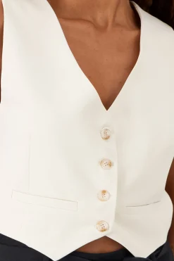 Shasa Basic Button Vest Crop Top