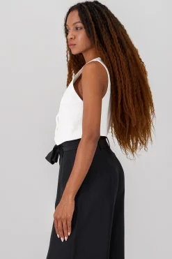 Shasa Basic Button Vest Crop Top