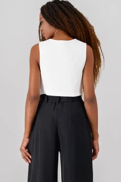 Shasa Basic Button Vest Crop Top