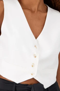 Shasa Basic Button Vest Crop Top