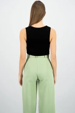 Shasa Basic Button Vest Crop Top