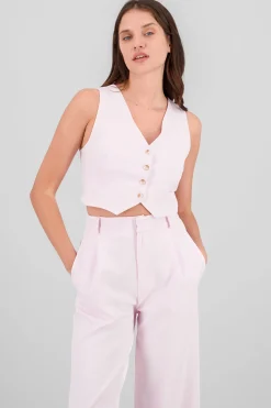 Shasa Basic Button Vest Crop Top