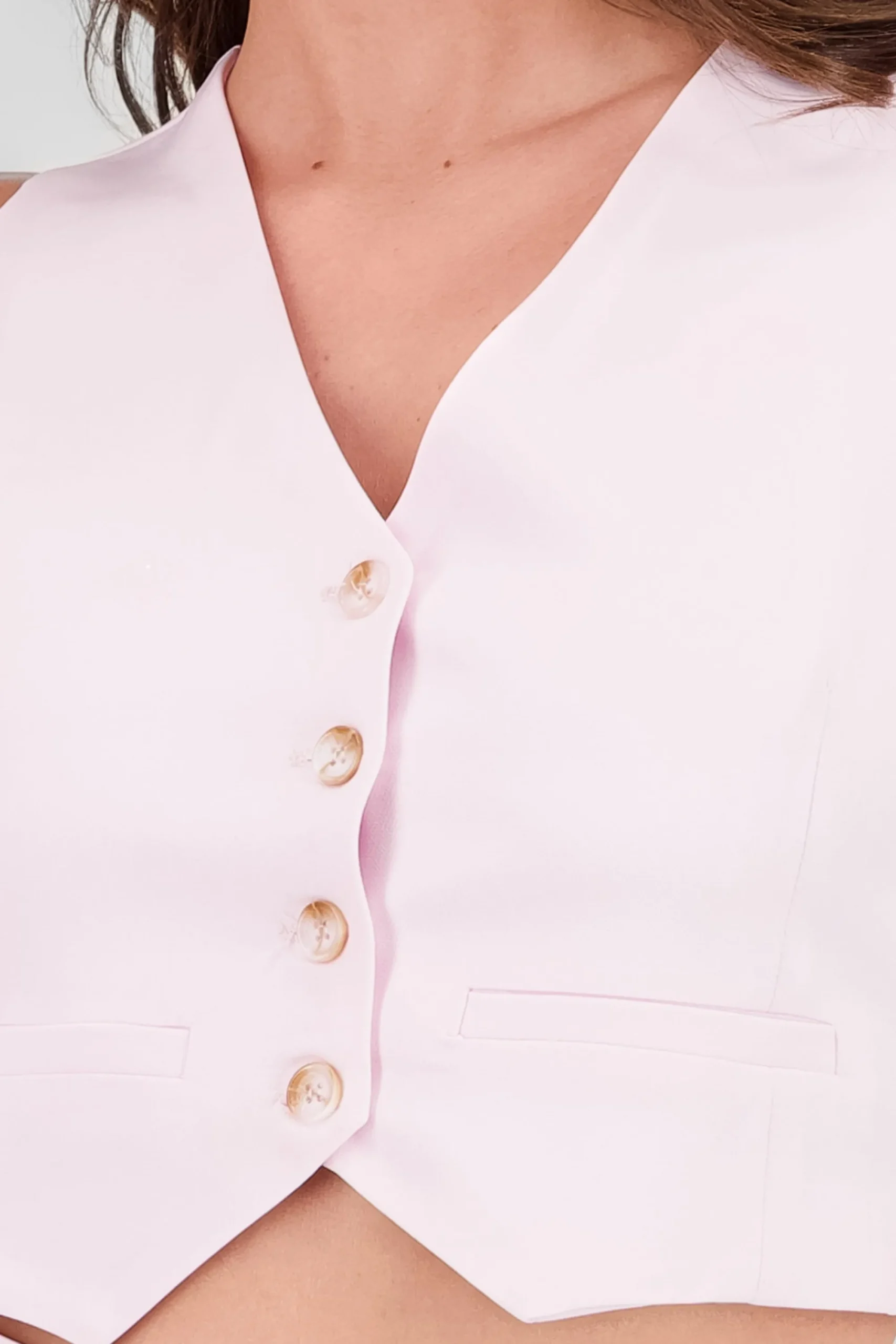 Shasa Basic Button Vest Crop Top
