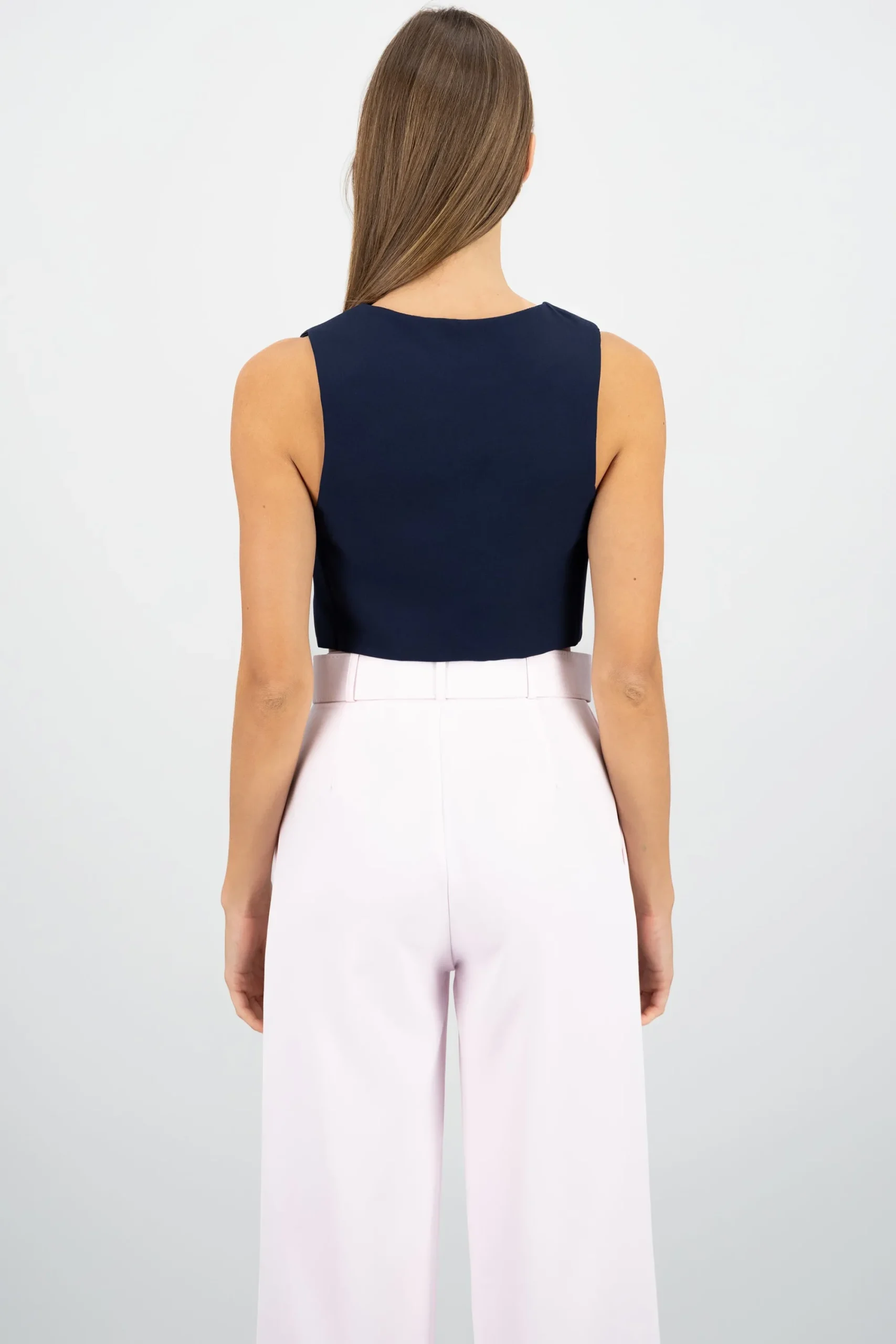 Shasa Basic Button Vest Crop Top