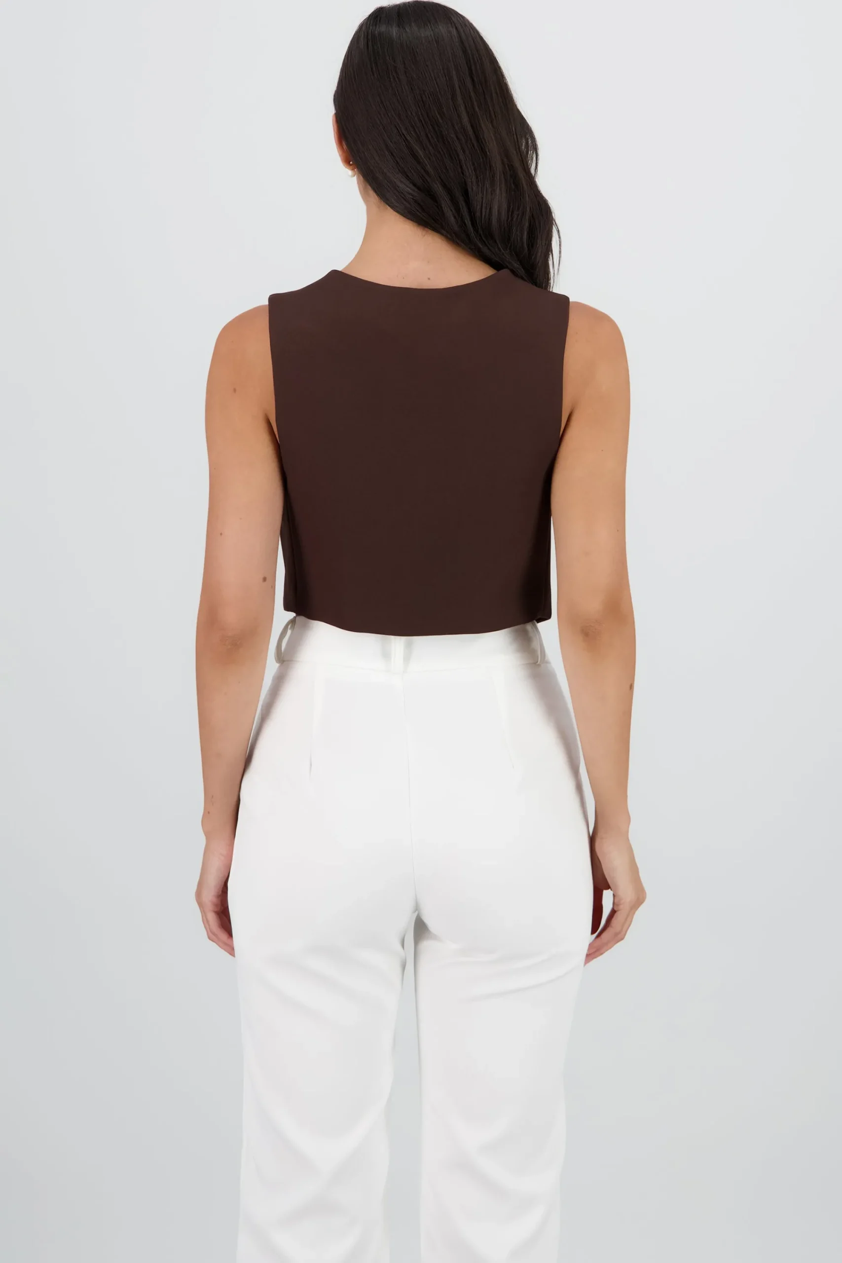 Shasa Basic Button Vest Crop Top
