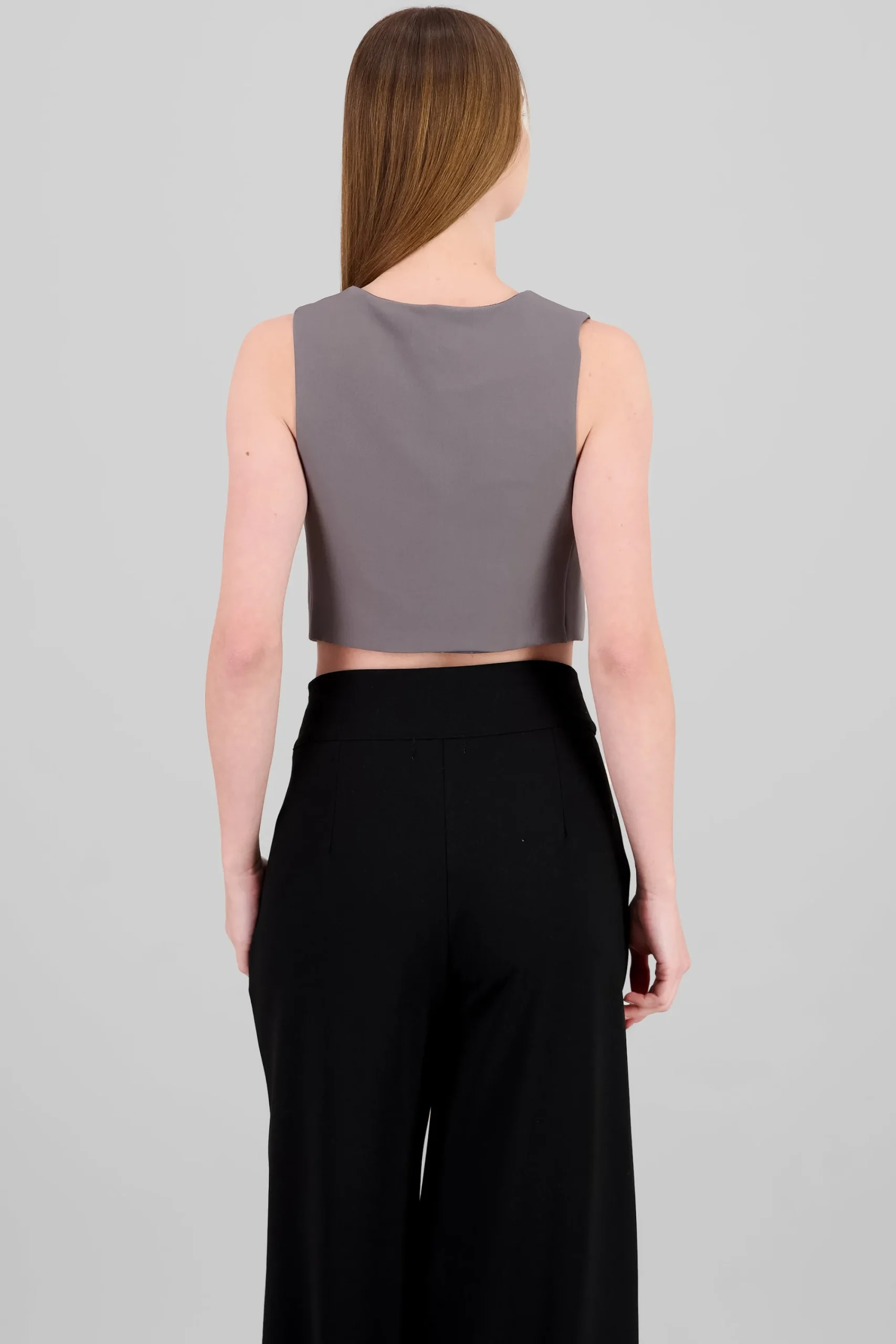 Shasa Basic Button Vest Crop Top