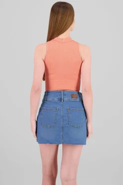Shasa Basic Ribbed High Neck Top