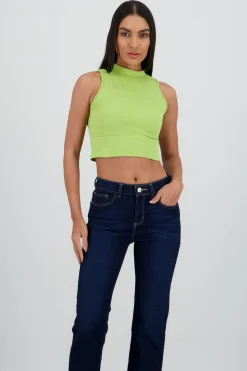 Shasa Basic Ribbed High Neck Top
