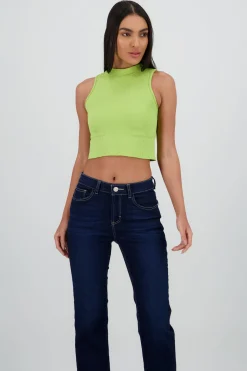 Shasa Basic Ribbed High Neck Top