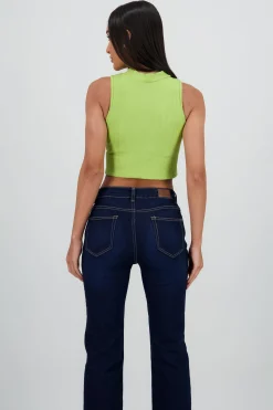 Shasa Basic Ribbed High Neck Top