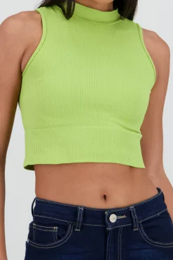 Shasa Basic Ribbed High Neck Top