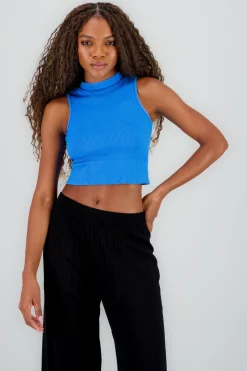 Shasa Basic Ribbed High Neck Top