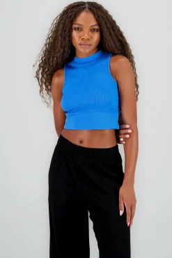 Shasa Basic Ribbed High Neck Top