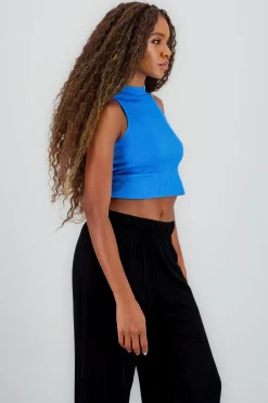 Shasa Basic Ribbed High Neck Top