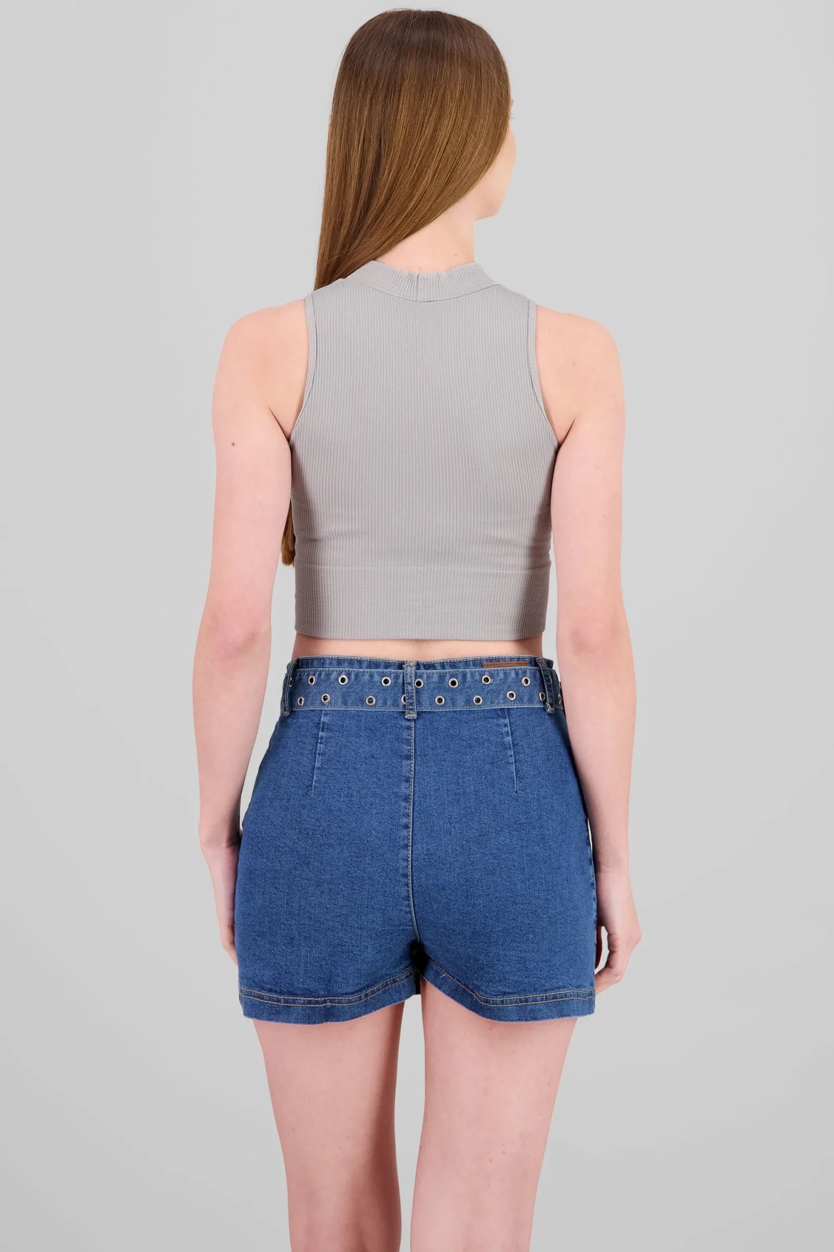 Shasa Basic Ribbed High Neck Top