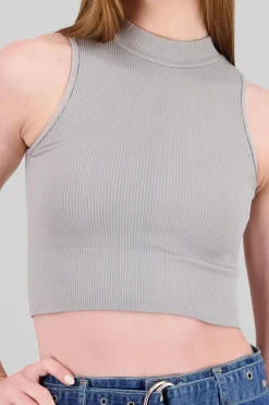 Shasa Basic Ribbed High Neck Top