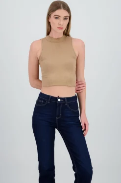 Shasa Basic Ribbed High Neck Top