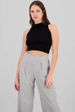 Shasa Basic Ribbed High Neck Top