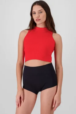 Shasa Basic Ribbed High Neck Top