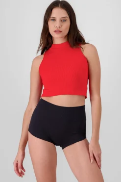 Shasa Basic Ribbed High Neck Top