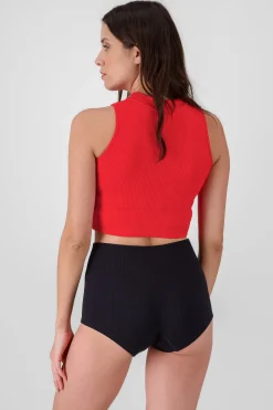 Shasa Basic Ribbed High Neck Top