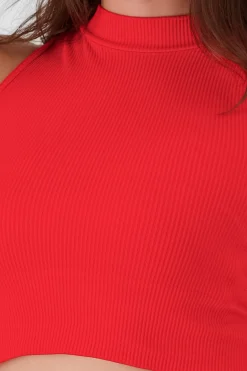 Shasa Basic Ribbed High Neck Top