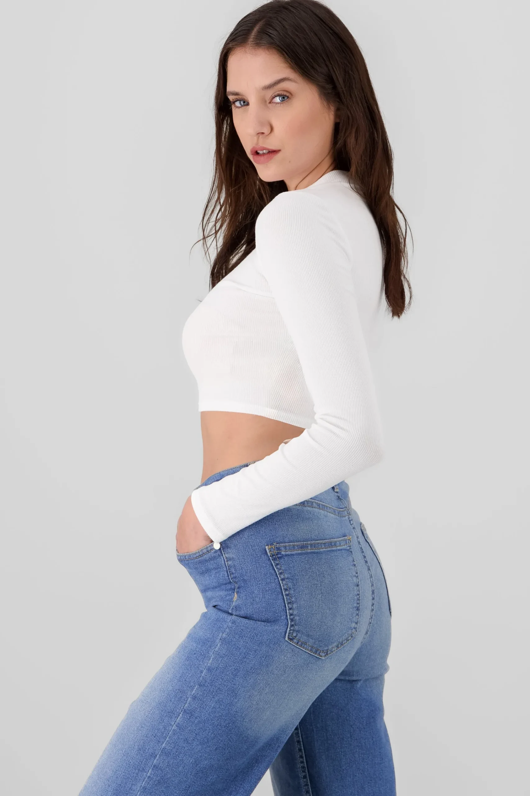 Shasa Basic Ribbed Long Sleeve Top