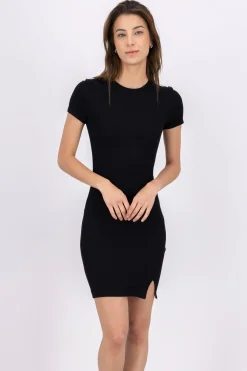 Shasa Basic Side Split Mini Dress