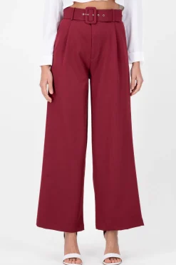 Shasa Basic Wide Leg Dress Pants With Belt
