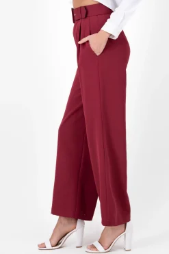 Shasa Basic Wide Leg Dress Pants With Belt