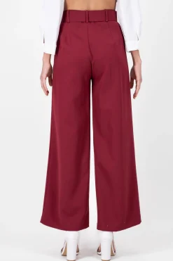 Shasa Basic Wide Leg Dress Pants With Belt