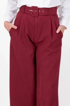 Shasa Basic Wide Leg Dress Pants With Belt