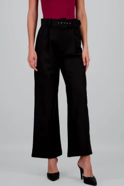 Shasa Basic Wide Leg Dress Pants With Belt