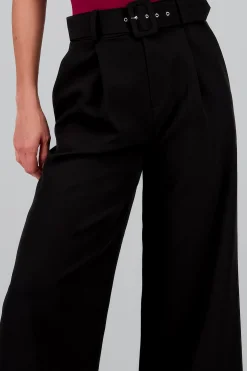 Shasa Basic Wide Leg Dress Pants With Belt