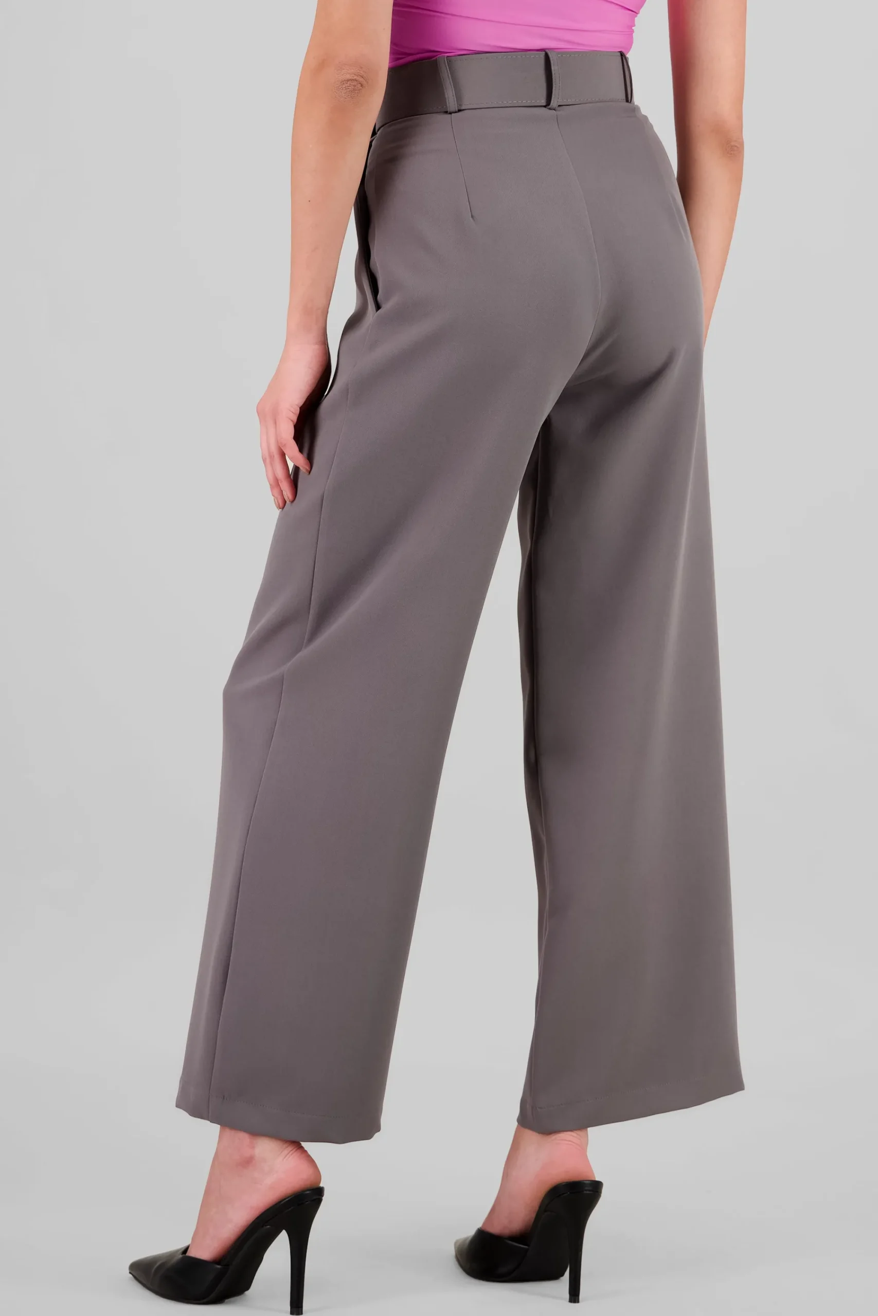 Shasa Basic Wide Leg Dress Pants With Belt