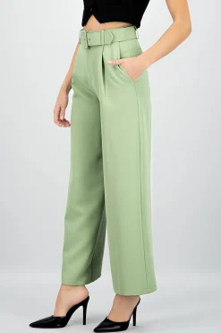 Shasa Basic Wide Leg Dress Pants With Belt