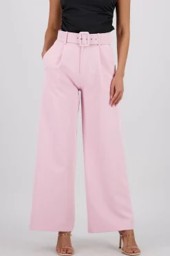 Shasa Basic Wide Leg Dress Pants With Belt