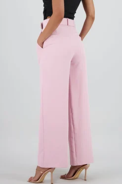 Shasa Basic Wide Leg Dress Pants With Belt