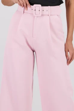 Shasa Basic Wide Leg Dress Pants With Belt