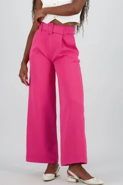 Shasa Basic Wide Leg Dress Pants With Belt