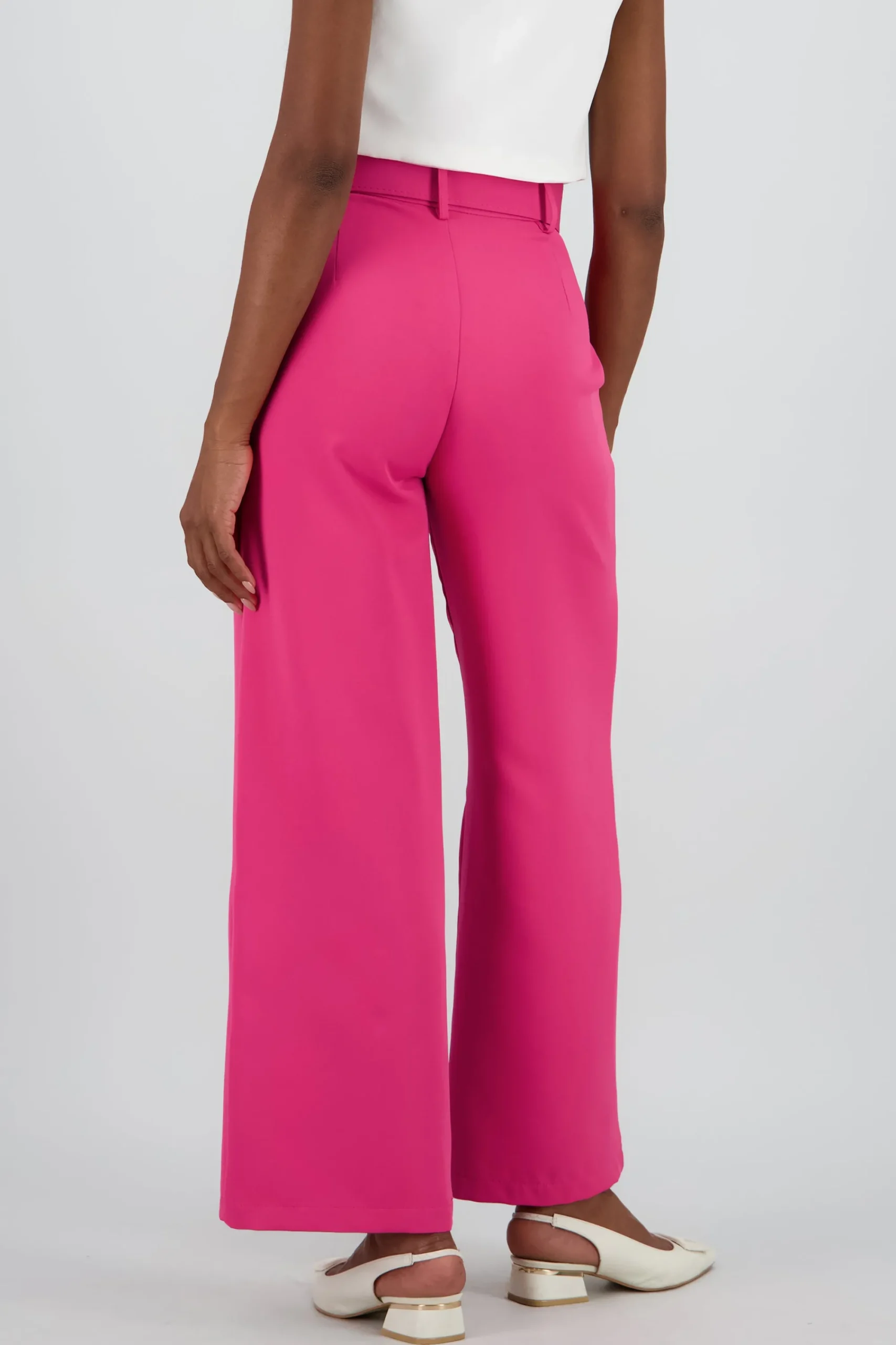 Shasa Basic Wide Leg Dress Pants With Belt
