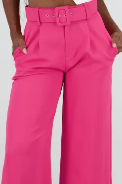 Shasa Basic Wide Leg Dress Pants With Belt