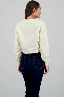 Shasa Bear Print Cropped Sweatshirt